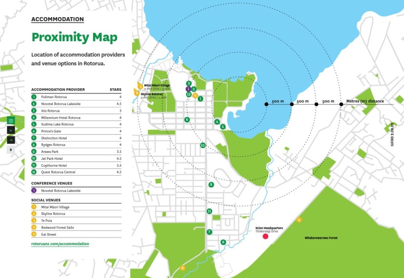 Conference proximity map of Rotorua.